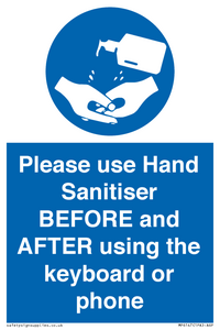 Please use Hand Sanitiser BEFORE and AFTER using the keyboard or phone